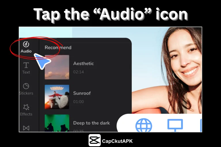 Tap the “Audio” icon to explore sound options.